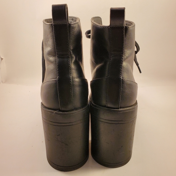 Forever 21 Black Moto Boot Chunky Heel Lace Up - Picture 5 of 8